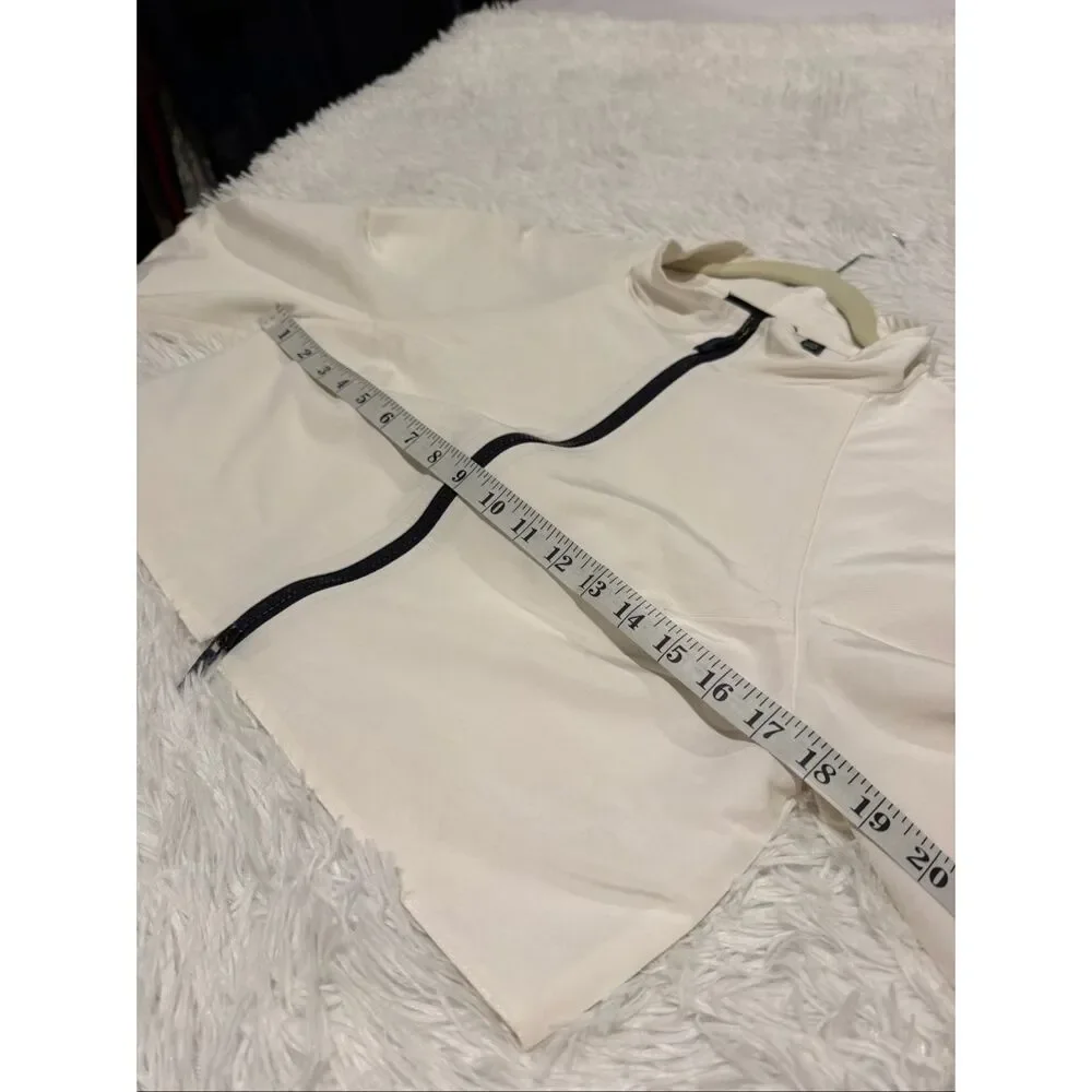 Carlisle Cotton Cupro Crop Zip Jacket in White Size 8